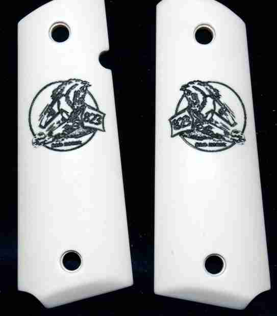thumbnail image 2 of Custom 3D Engraved Imitation Ivory Grips - USMC Marines - Fit Sig Sauer P938 2 of 3
