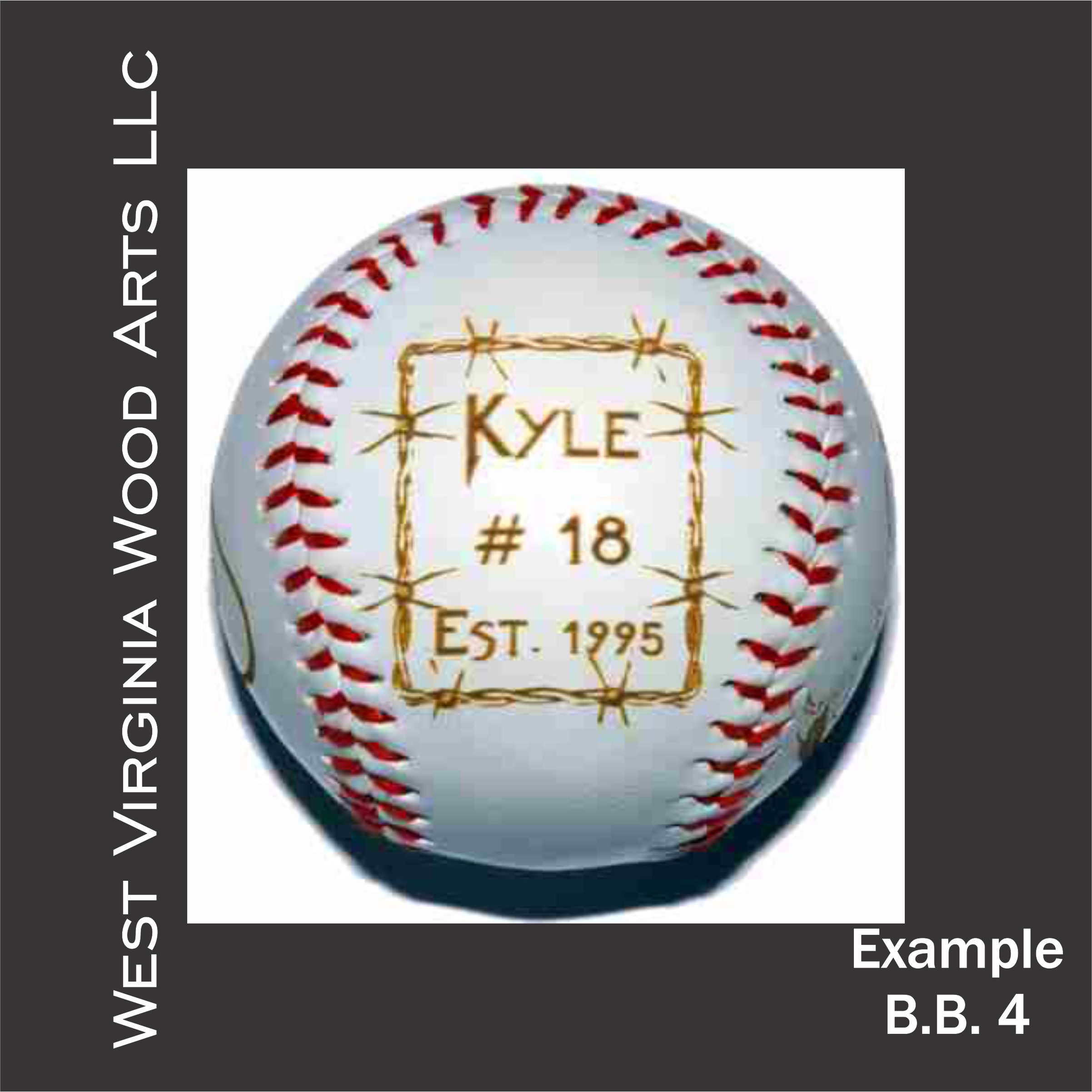 customized baseball with player name and barbwire design