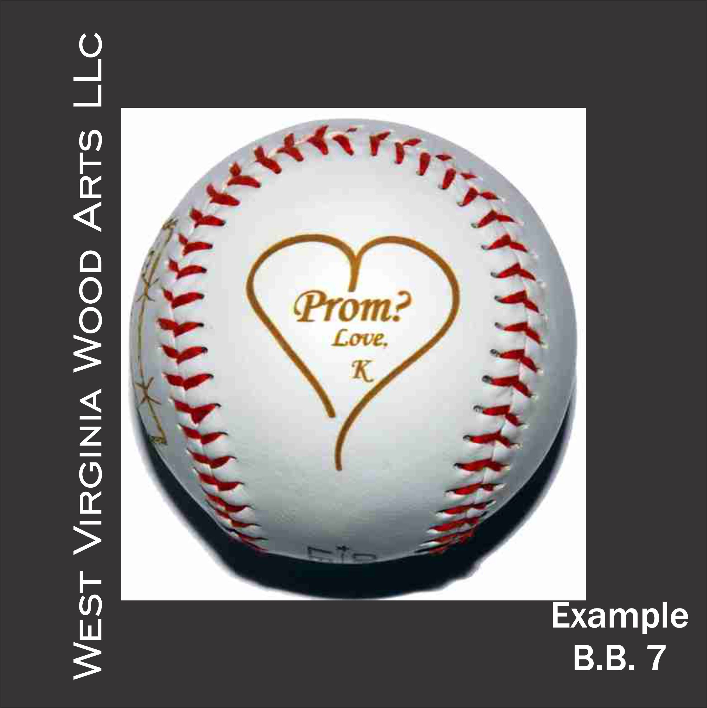 personalized baseball with heart design