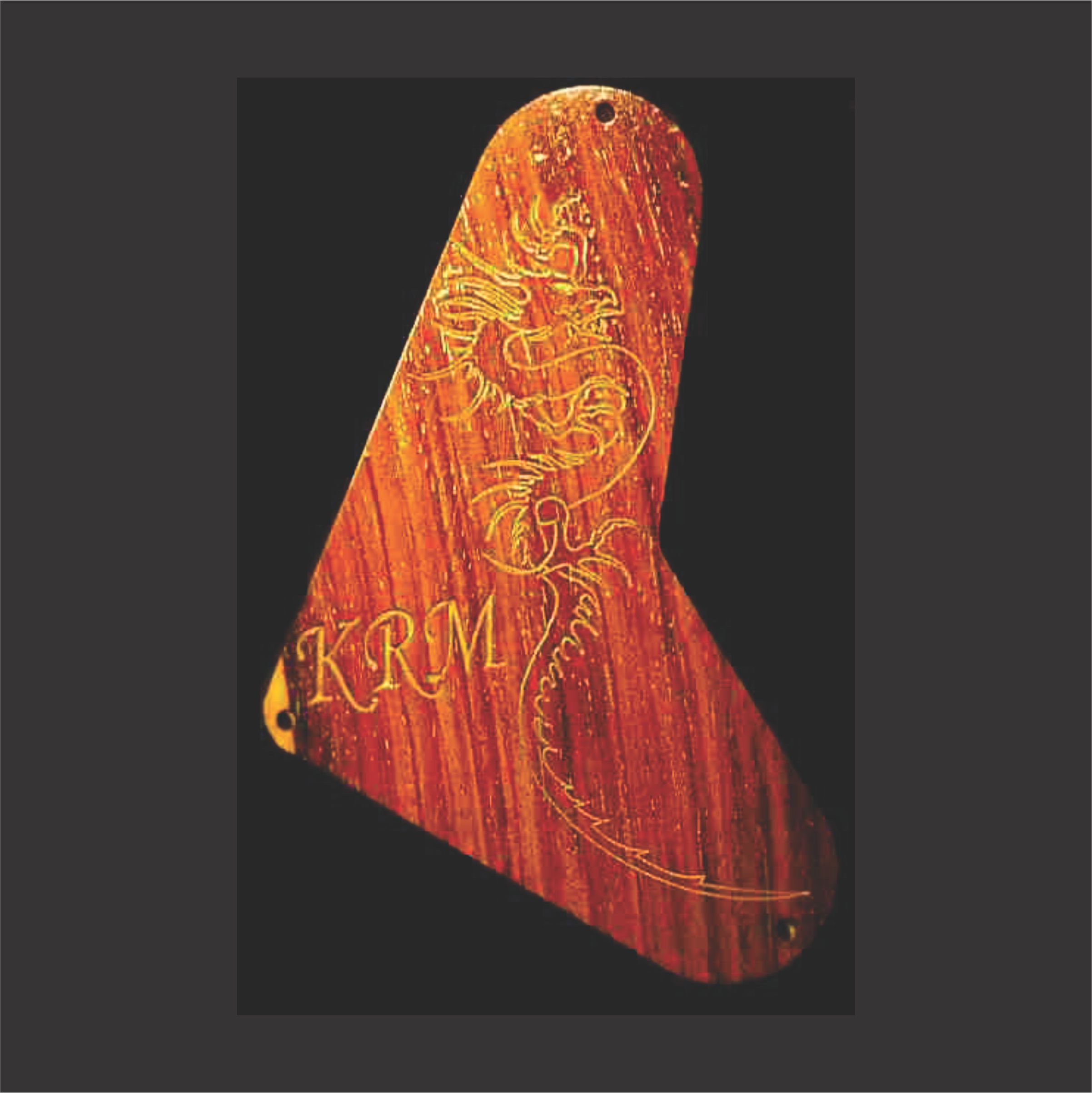 Custom Backplate Made Out Of Cocobola With Gold Fill Engraving