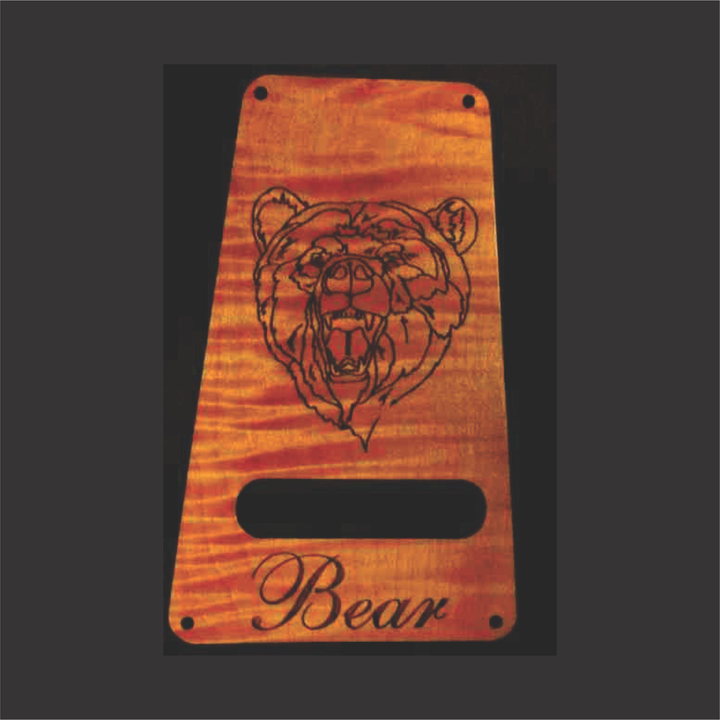 Dark Flame Maple Cover With Laser Engraved Bear Graphic