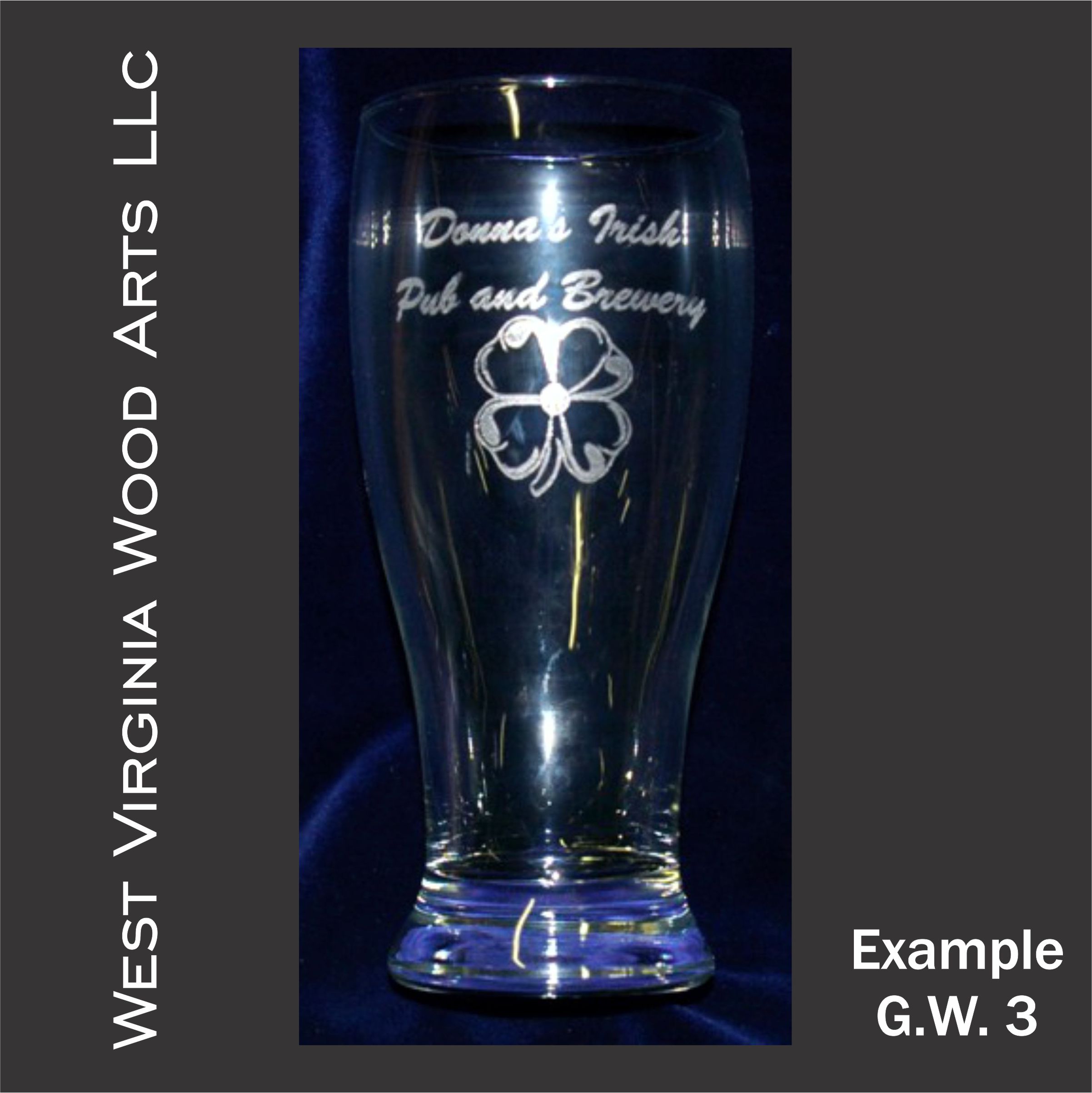 custom barware pilsner mug with four leaf clover design