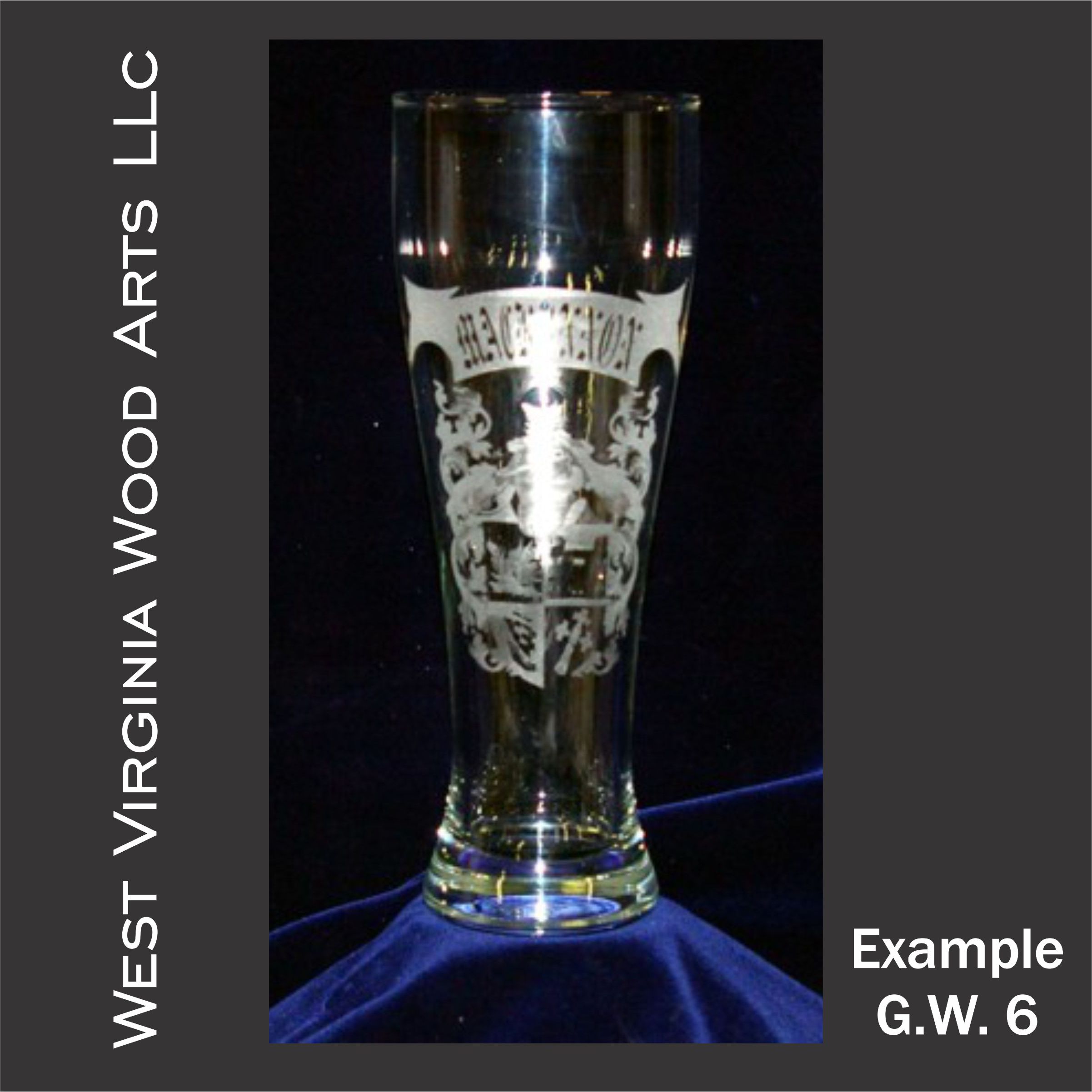 personalized large pilsner mug with custom coat of arms engraving