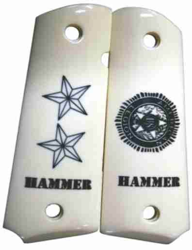 Imitation Ivory Grips With Military Star Engraving And High Detailed Graphic