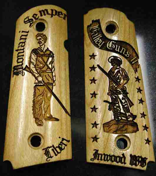 Valley Guns II Graphic Engraved Compact 1911 Grips With Mountaineer Graphic