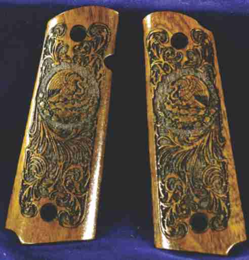 Ornate Mexico Scroll Engraved 1911 Grips