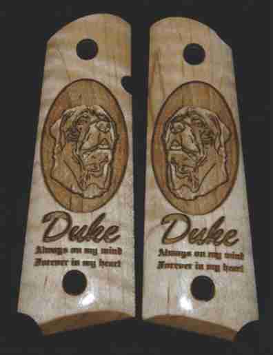 "Duke" Dog Image Photo Engraved Grips
