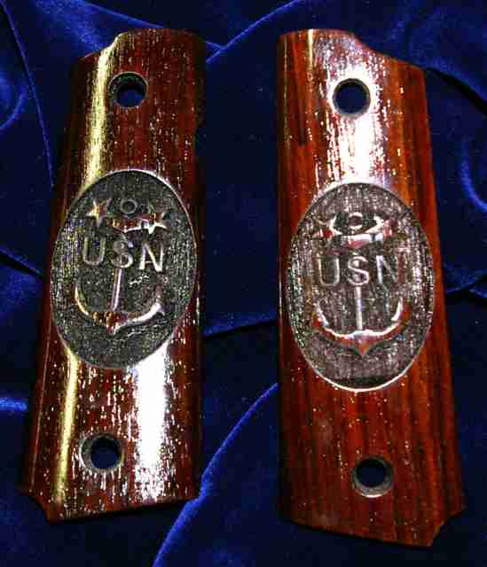 Rosewood Naval Petty Officer Grips With Anchor Graphic