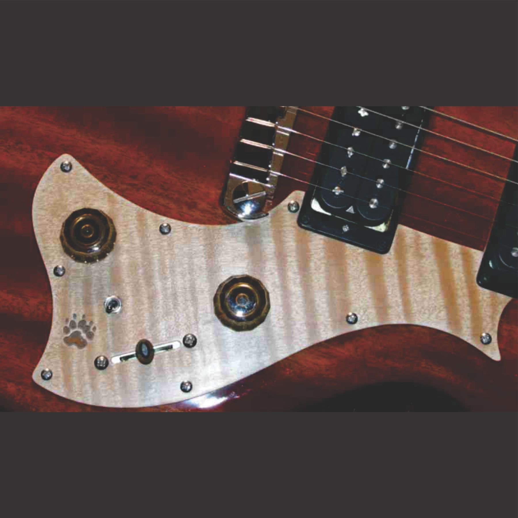 PRS Mira Custom Pickguard Done In Flame Maple With Bear Claw Graphic