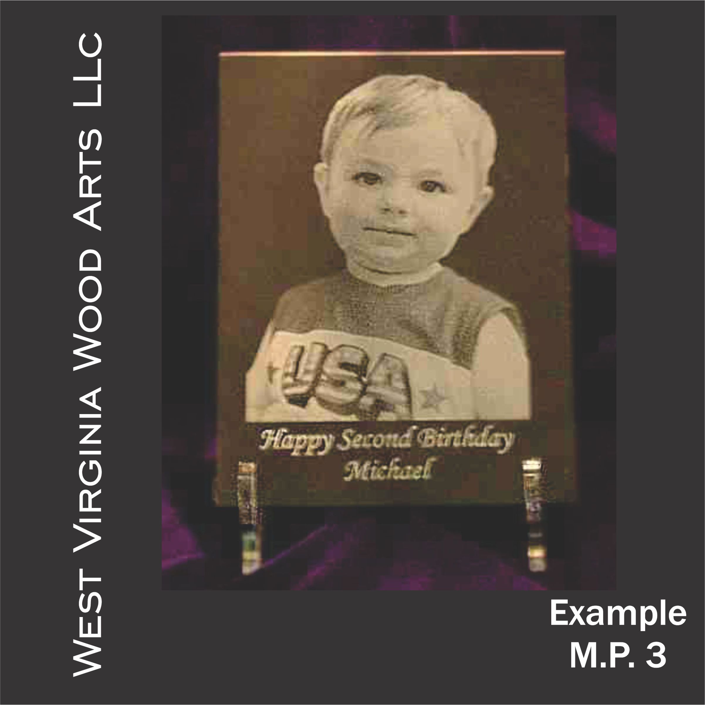 Child's Photo Placed On An 8 Inch By 10 Inch Rectangular With Wording Centered Under
