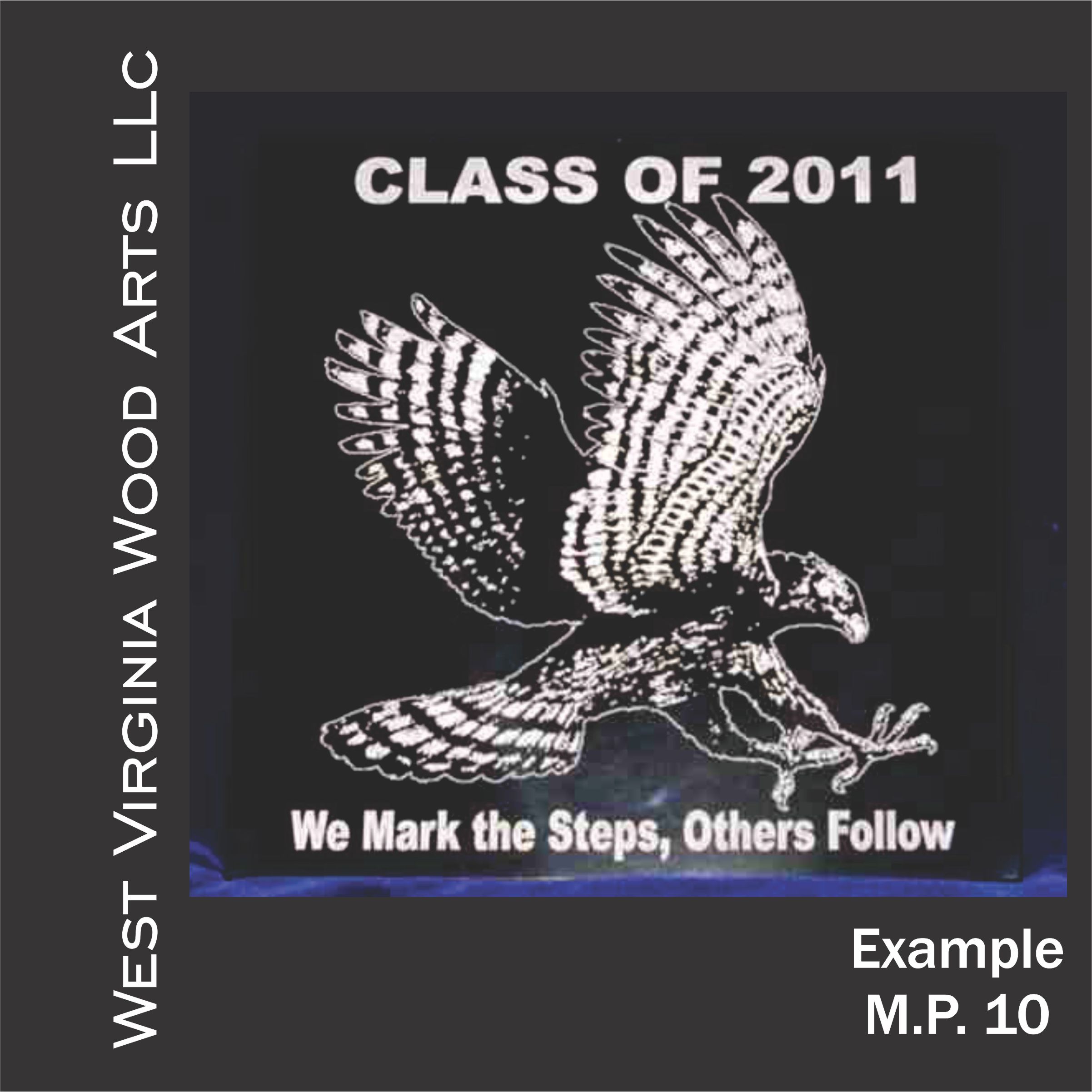 High School Mascot And School Motto Engraved Into Black Granite Square