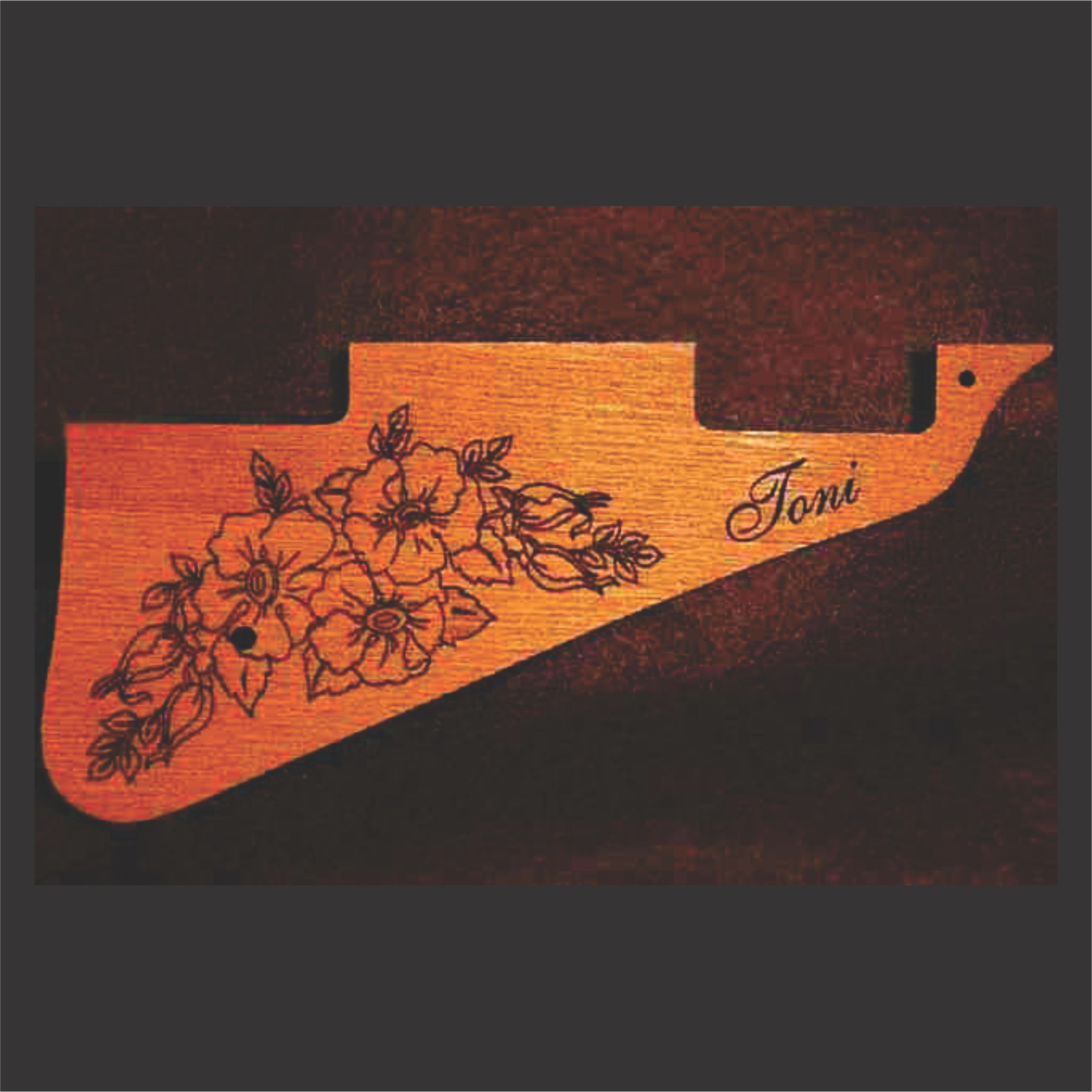 Custom Flower Graphic Engraving On Spanish Cedar