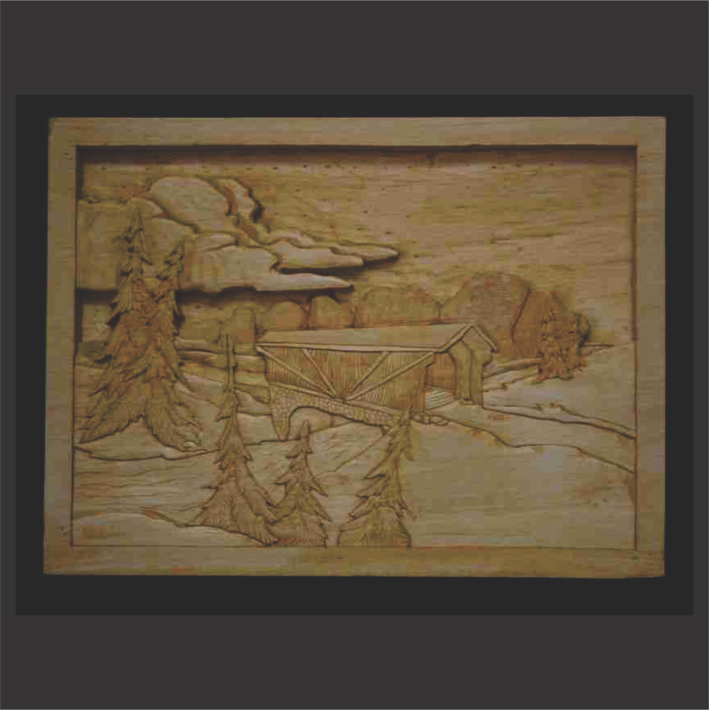 custom carving of bridge in the countryside by Ron Davidson