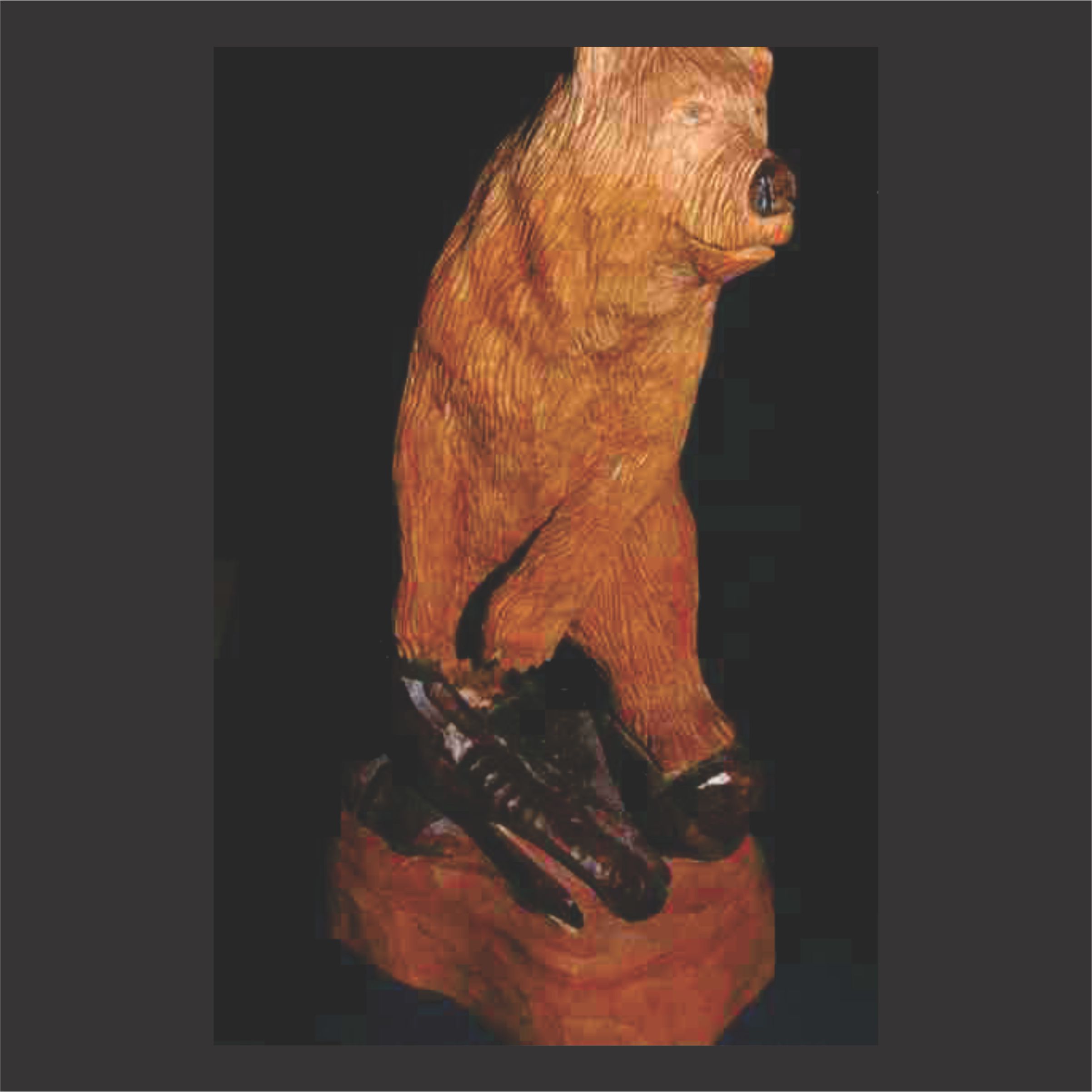 free standing wood carved bear by Ron Davidson